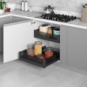Starax S-2336-P-A Antrasit 60 cm Bağımsız Çift Açılım Gizli Raylı Çekmece