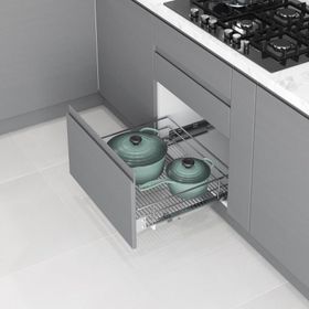 Starax S-2345-C Krom 55 cm Kapağa Monteli Çift Açılım Gizli Raylı Çekmece