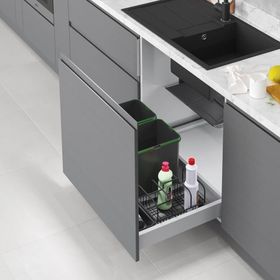 Starax S-2536-A Antrasit 60 cm Otomatik 16+16+1+1 lt Çekmece İçi Çöp Kovası