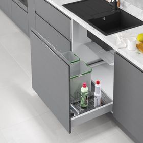 Starax S-2567-G Gri Çekmece İçi Taşınabilir Sepetli 90 cm Otomatik Çöp Kovası