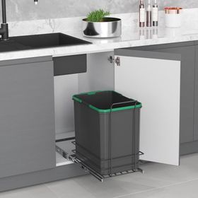 Starax S-2580-A 35 lt Antrasit Teleskopik Raylı Zemin Bağlantılı Plastik Çöp Kovası