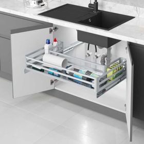 Starax S-2741-G Gri Bağımsız Alüminyum Eviye Altı Çekmece