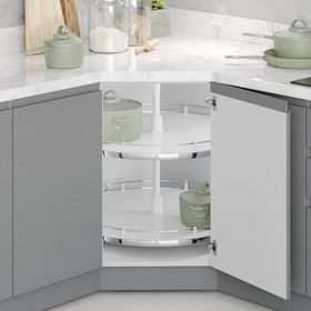 Starax S-3134-C 4/4 Krom 60 cm Ahşap Tablalı Klasik Döner Sepet Takımı