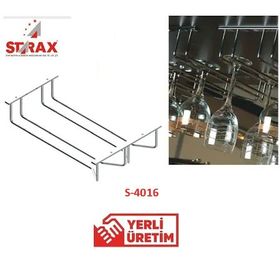 Starax S-4016-C Krom 2 Bölmeli Kadeh Askısı