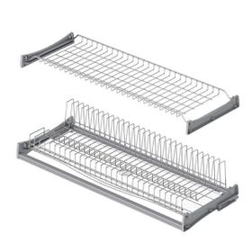 Starax S-5162 Krom 90 cm Alüminyum Profil Tepsili Tabaklık Bardaklık Set
