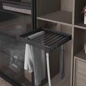 Starax S-6207-A Antrasit 80 cm Frenli Teleskopik Raylı Alüminyum Pantolonluk-Kemer ve Kravat Askılı