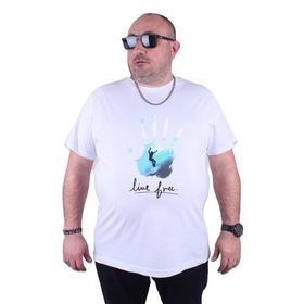 Starbattal 23117 Beyaz Büyük Beden Erkek T-shirt