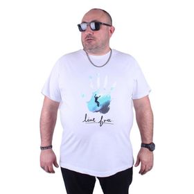 Starbattal 23117 Beyaz Büyük Beden Erkek T-shirt