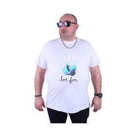 Starbattal 23117 Beyaz Büyük Beden Erkek T-shirt