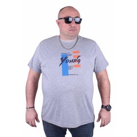 Starbattal 23124 Gri Melanj Büyük Beden Erkek T-shirt