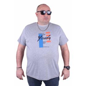 Starbattal 23124 Gri Melanj Büyük Beden Erkek T-shirt