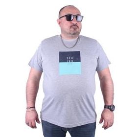 Starbattal 23136 Gri Melanj Büyük Beden Erkek T-shirt
