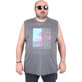 Starbattal 25151 Beach Paradise Gri Melanj Kolsuz Erkek T-shirt