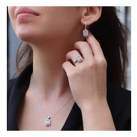 Starlıght Dıamond Ortası 3 Baget Pırlanta Montür Gümüş Set
