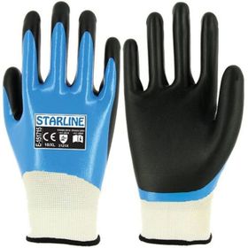 Starline E-151715 No:7 Mavi Beyaz Mavi Koruyucu Nitril Eldiven