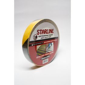 Starline Sarı Siyah 25 mmx15 m İş Güvenliği Malzemeleri Kaydırmaz Bant