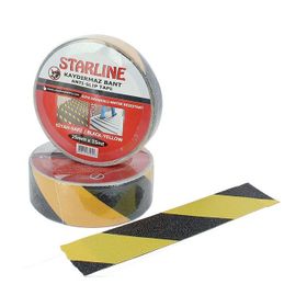 Starline Sarı Siyah 25 mmx15 m İş Güvenliği Malzemeleri Kaydırmaz Bant