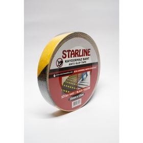 Starline Sarı Siyah 25 mmx15 m İş Güvenliği Malzemeleri Kaydırmaz Bant