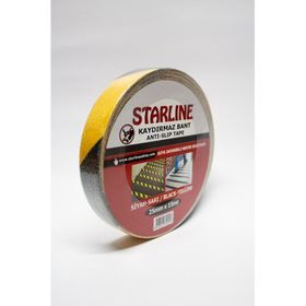 Starline Sarı Siyah 25 mmx15 m İş Güvenliği Malzemeleri Kaydırmaz Bant