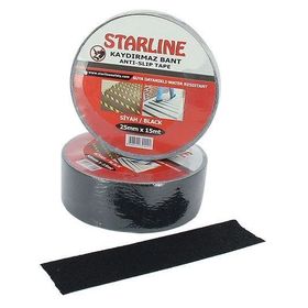 Starline Siyah 25 mmx15 m İş Güvenliği Malzemeleri Kaydırmaz Bant