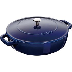 Staub Braisers Chistera Yağmur Efektli Kapaklı 24 cm Mavi Döküm Tencere