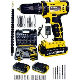 Stax STX1069 24 V Çift Akülü Şarjlı Vidalama Darbeli Çantalı Matkap Set+24 Parça Usta Seti
