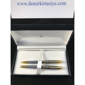Steelpen 177 Slayt Altın Dolma-Tükenmez Kalem Seti