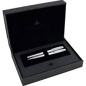 Steelpen 2715 World Serisi Parlak Krom Dolma Kalem ve Tükenmez Kalem Seti