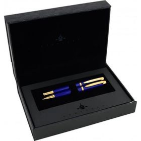 Steelpen 2716 Mavi Altın Dolma-Tükenmez Kalem Seti