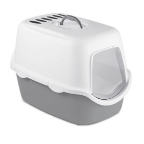 Stefanplast Cathy Beyaz Gri 56x40x40 cm Filtreli Kapalı Kedi Tuvaleti