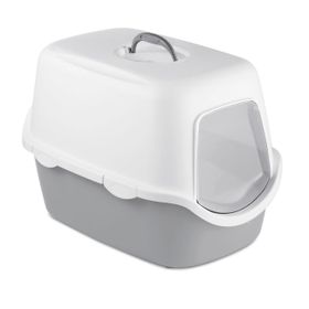 Stefanplast Cathy Beyaz Gri 56x40x40 cm Kapalı Kedi Tuvaleti