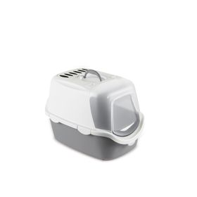 Stefanplast Cathy Easy Clean Beyaz Gri 56x40x40 cm Filtreli Kapalı Kedi Tuvaleti