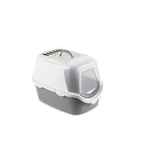Stefanplast Cathy Easy Clean Beyaz Gri 56x40x40 cm Filtreli Kapalı Kedi Tuvaleti