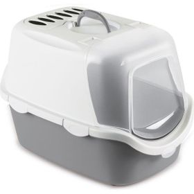 Stefanplast Cathy Easy Clean Beyaz Gri 56x40x40 cm Filtreli Kapalı Kedi Tuvaleti