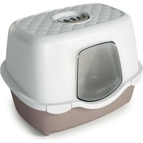Stefanplast Tres Chic Beyaz Bej 56x39x39 cm Karbon Filtreli Kapalı Kedi Tuvaleti