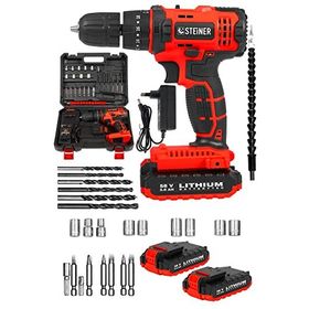 Steiner 58 V 5 AH Darbeli Çift Akülü Metal Dişli Şanzıman Şarjlı Vidalama Matkap + 27 Parça Set