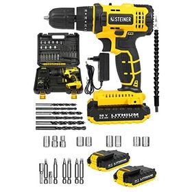 Steiner 58 V 5 AH Darbeli Çift Akülü Metal Dişli Şanzıman Şarjlı Vidalama Matkap + 27 Parça Set