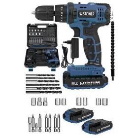 Steiner 58 V 5 AH Darbeli Çift Akülü Metal Dişli Şanzıman Şarjlı Vidalama Matkap + 27 Parça Set