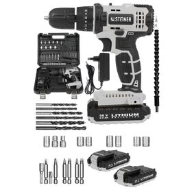Steiner 58 V 5 AH Darbeli Çift Akülü Metal Dişli Şanzıman Şarjlı Vidalama Matkap + 27 Parça Set