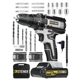 Steiner Alman 198 VF 10 Ah Darbeli Metal Dişli Şanzıman Çift Akülü 24 Parça Gri Şarjlı Vidalama Matkap