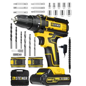Steiner Alman 198 VF 10 Ah Darbeli Metal Dişli Şanzıman Çift Akülü 24 Parça Sarı Şarjlı Vidalama Matkap