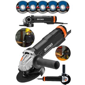 Steiner Alman Metal Şanzıman Bakır Sargı Avuç Içi Taşlama 125 mm 5 Disk 4200 W Siyah Demir Kesme Makinesi