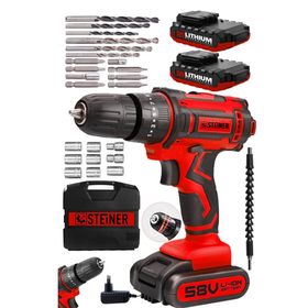 Steiner Alman Titan 58 V 5 Ah Darbeli Çift Akülü Vidalama Metal Şanzıman Şarjlı Matkap
