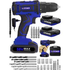 Steiner Germany Technology Cooper 58 V 5 Ah Darbeli Metal Şanzıman Şarjlı Mavi Renk Çift Akülü Vidalama Matkabı