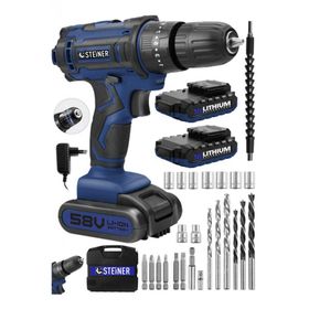 Steiner Germany Technology Darbeli 56 V 5 Ah Bakır Sargılı Çift Akülü Dark Blue Şarjlı Vidalama Matkap