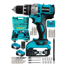 Steiner Germany Technology Darbeli 58 V 5 Ah Mavi XR Li-Ion Çift Akülü Şarjlı Vidalama Matkap Pro Set