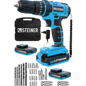 Steiner Germany Technology Darbeli 58 V 5 Ah Metal Şanzıman Çift Akü Şarjlı Blue Vidalama 24 Parça Matkap