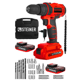 Steiner Germany Technology Darbeli 58 V 5 Ah Metal Şanzıman Çift Akü Şarjlı Kırmızı + 24 Parça Set Vidalama Matkap