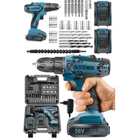 Steiner Germany Technology Kupfer Darbeli Mavi 24 Parça Set 58 V 5 Ah Çift Akülü Vidalama Matkap