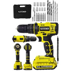 Steiner ST0518R215400339 Alman 58 v 5 Ah Darbeli Çift Akülü Metal Şanzuman Bakır Sargı Şarzlı Vidalama Matkap 24 Parça Set